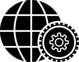 Global network setting icon in Black and White color. vector