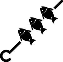 pescado brochetas icono en negro y blanco color. vector