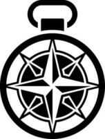 Black and White illustration of compass icon. vector