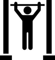 Man doing pull ups exercise sign or sumbol. vector