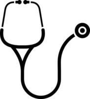 Illustration of stethoscope Black and White icon. vector