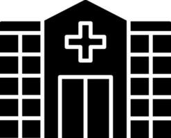 Black and White illustration of hospital icon. vector