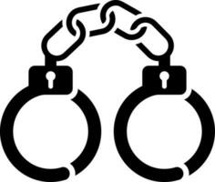 Black and White illustration of handcuffs icon. vector