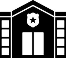 Police station icon in Black and White color. vector