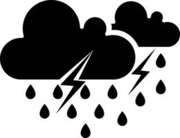 Thunderstorm rain icon in flat style. vector