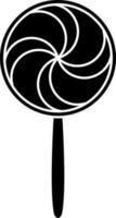 Black and White swirl lollipop icon or symbol. vector