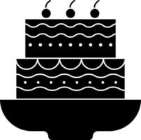 Black and White cake icon or symbol in flat style. vector