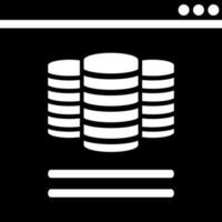 Browser database icon in Black and White color. vector