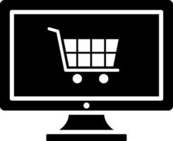 en línea compras desde computadora icono. vector