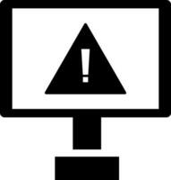 Warning symbol on computer screen icon. vector