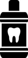 Mouthwash bottle icon in Black and White color. vector