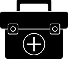 Isolated first aid box icon in Black and White color. vector