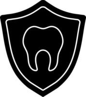 Flat style tooth safety and protection icon in Black and White color. vector