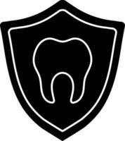 Flat style tooth safety and protection icon in Black and White color. vector