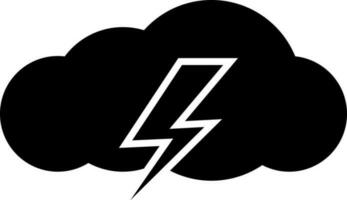 Black and White cloud thunder in flat style. vector