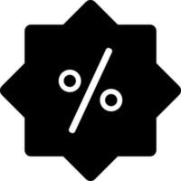 Black and White Discount Percentage Sticker icon in flat style. vector