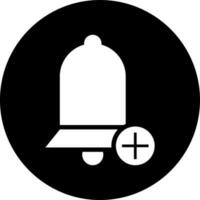 Glyph add notification bell icon or symbol. vector