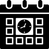 Black and White illustration of calendar time icon. vector