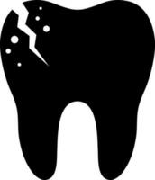 Cracked or broken tooth icon or symbol. vector