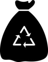 Glyph recycle garbage bag icon in flat style. vector