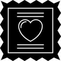 Black and White charity stamp glyph icon or symbol. vector