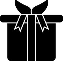 Black and White gift box icon in flat style. vector