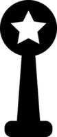 Isolated Black and White icon of Trophy with star. vector