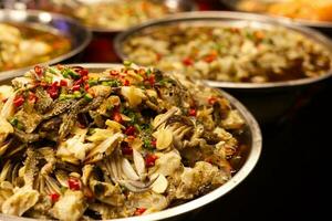 thai pickled crab salad sell in thai street market photo