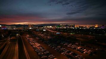 novembre 9, 2017. panoramico tramonto vista nel città di las Las Vegas, Nevada, unito stati di America. video