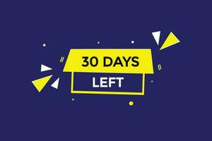 30 days left countdown template, 30 day countdown left banner label button eps 30 vector