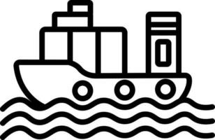 Black line art illustration of ship icon. vector