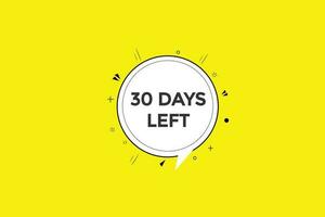 30 days left countdown template, 30 day countdown left banner label button eps 30 vector