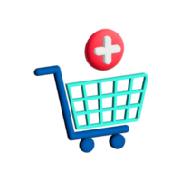 toevoegen naar kar. boodschappen doen online icoon reeks - 3d geven icoon png