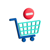 eliminar desde carro. compras en línea icono conjunto - 3d hacer icono png