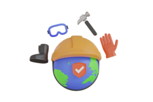 3D Illustration of Happy International Labor Day. World Day for Safety and Health at Work 3d illustration png