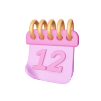 3D cartoon calendar icon featuring the number. Its vibrant colors, cute characters, and playful design bring a sense of joy and excitement to your design png