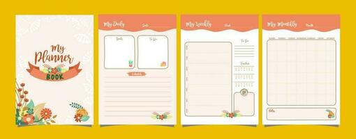 Daily planner book design template vector