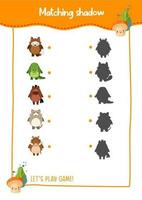 Shadow matching game for kids vector