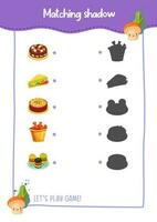 Shadow matching game for kids vector