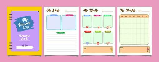 Daily planner book design template vector