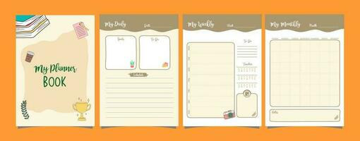 Daily planner book design template vector