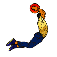 icon man play basket ball and jump to shoot png