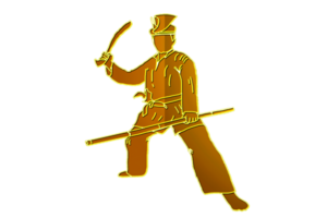 icono logo guerrero sostener arma tenido espada png