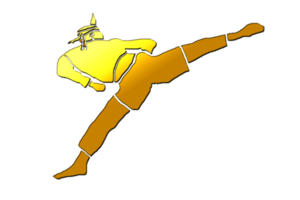 icon Nusantara warrior doing jump spinning kick png