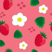 Strawberry Pattern on Pink Background vector