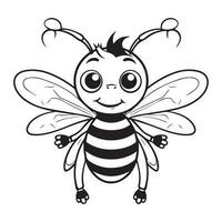 Black and white drawing of a bee vector