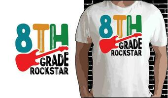 8vo grado estrella de rock t camisa diseño, citas acerca de espalda a escuela, espalda a colegio camisa, espalda a colegio tipografía t camisa diseño vector