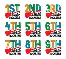1st Grade Rockstar Back To School T shirt Design Bundle, Quotes about Back To School, Back To School T shirt, Back To School typography T shirt design Collection vector