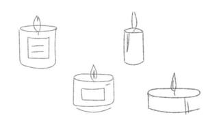 un conjunto vector linart vaso cera té velas