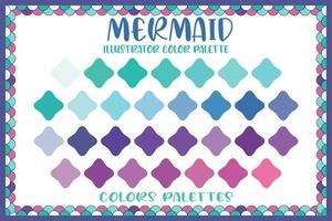 Mermaid Color Palette, Colors Palettes, Mermaid Fantasy Color Coloring Pages vector